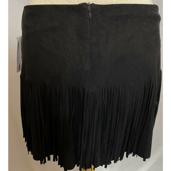 JOLT Misses 7 Black Faux Suede Fringed Skirt NWT - Picture 2 of 5